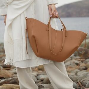 Polene Cyme Stylish Brown Tote Bag with Pouch